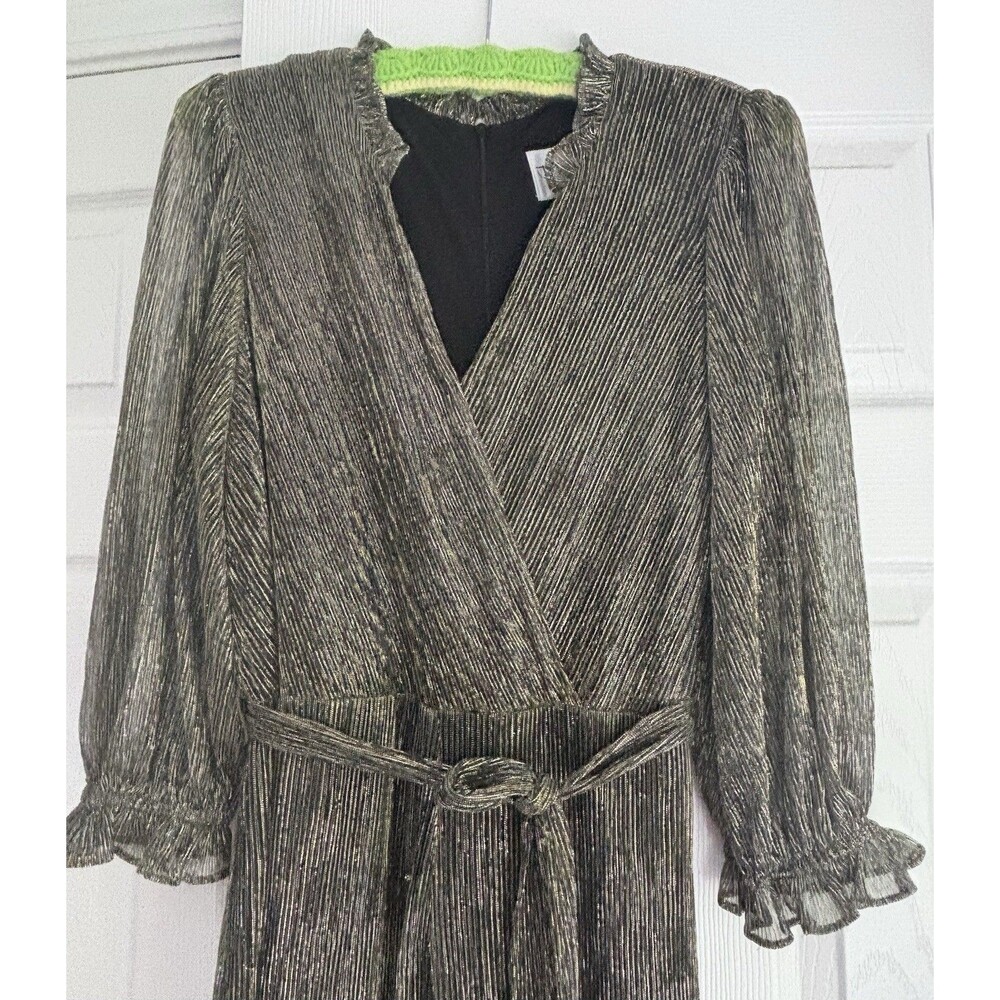 Gold Metallic J Taylor Jumpsuit Pantsuit Disco 70’s Inspired Size 10 With Sash